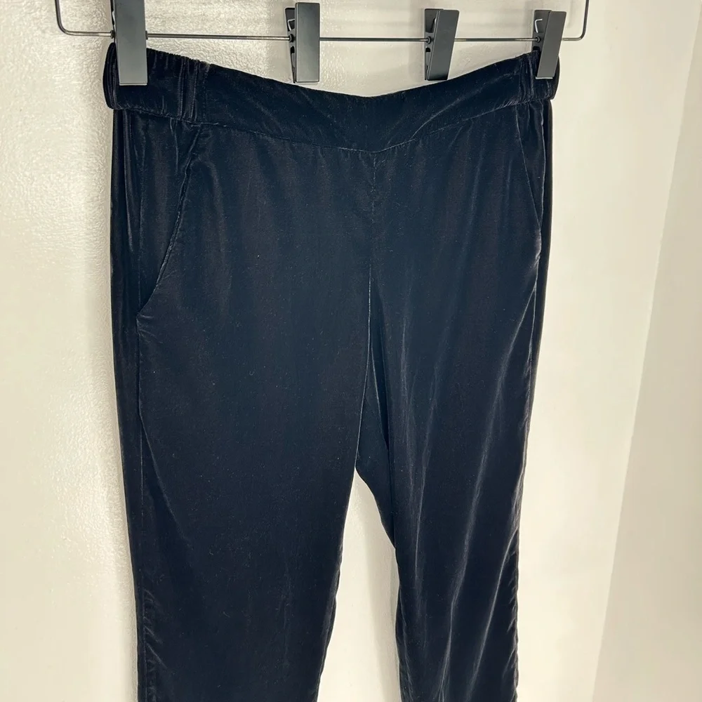 J. Crew Black Slim Elastic Waist Velvet Dress Pants Size 8 Pockets Career 33x26‎